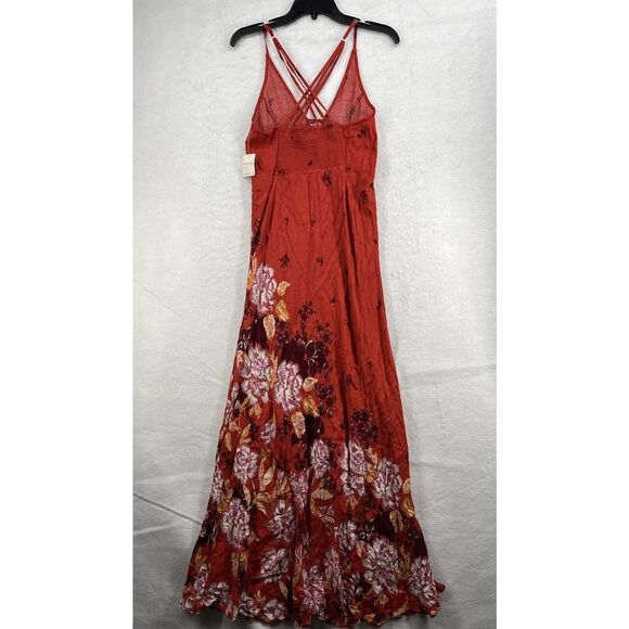 Free People Get To You Floral Maxi Slip Dress In Scarlet Combo - Picture 5 of 10